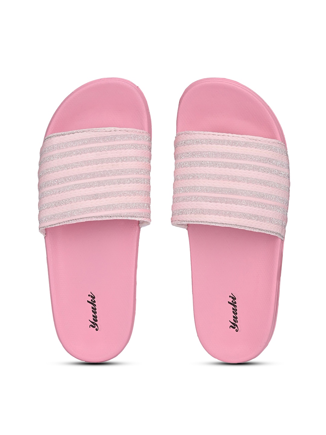 

Yuuki Women AMY II Striped Fabric Sliders, Pink