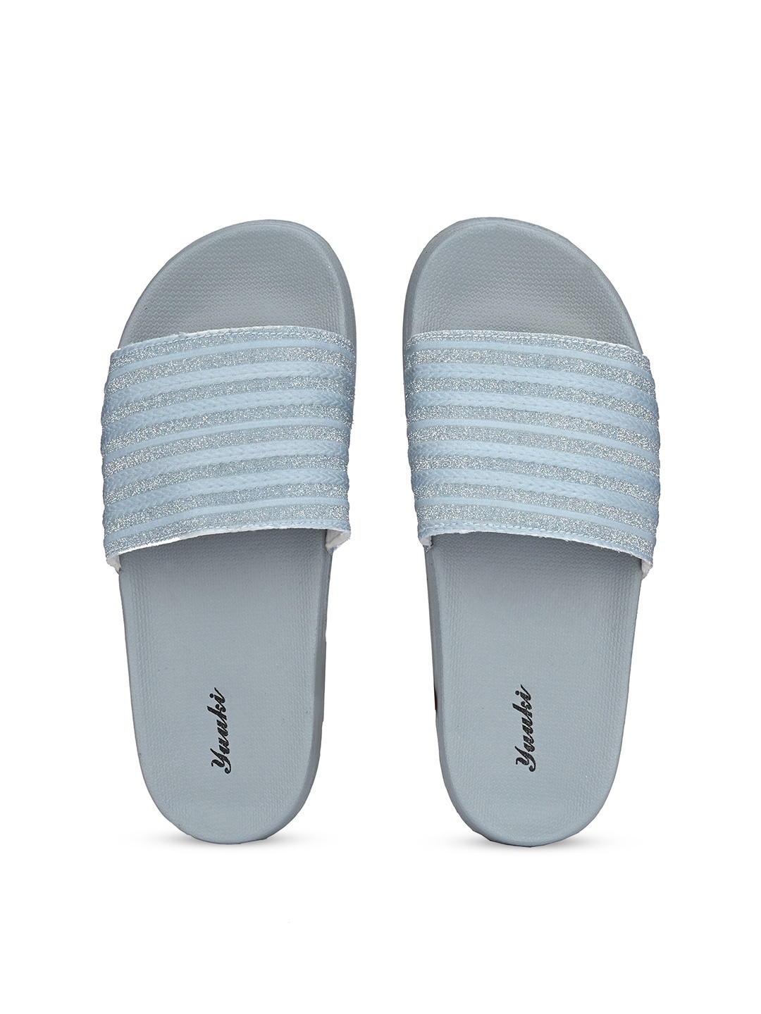 

Yuuki Women AMY II Striped Fabric Sliders, Grey