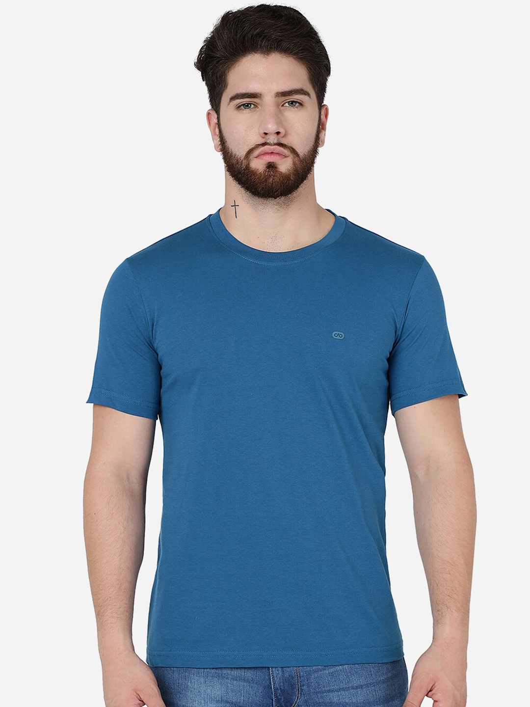 

JADE BLUE Slim Fit Pure Cotton T-shirt, Teal