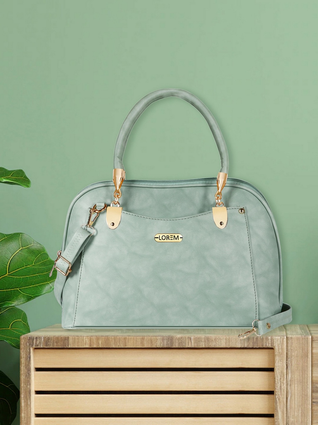 

LOREM Structured Handheld Bag, Sea green