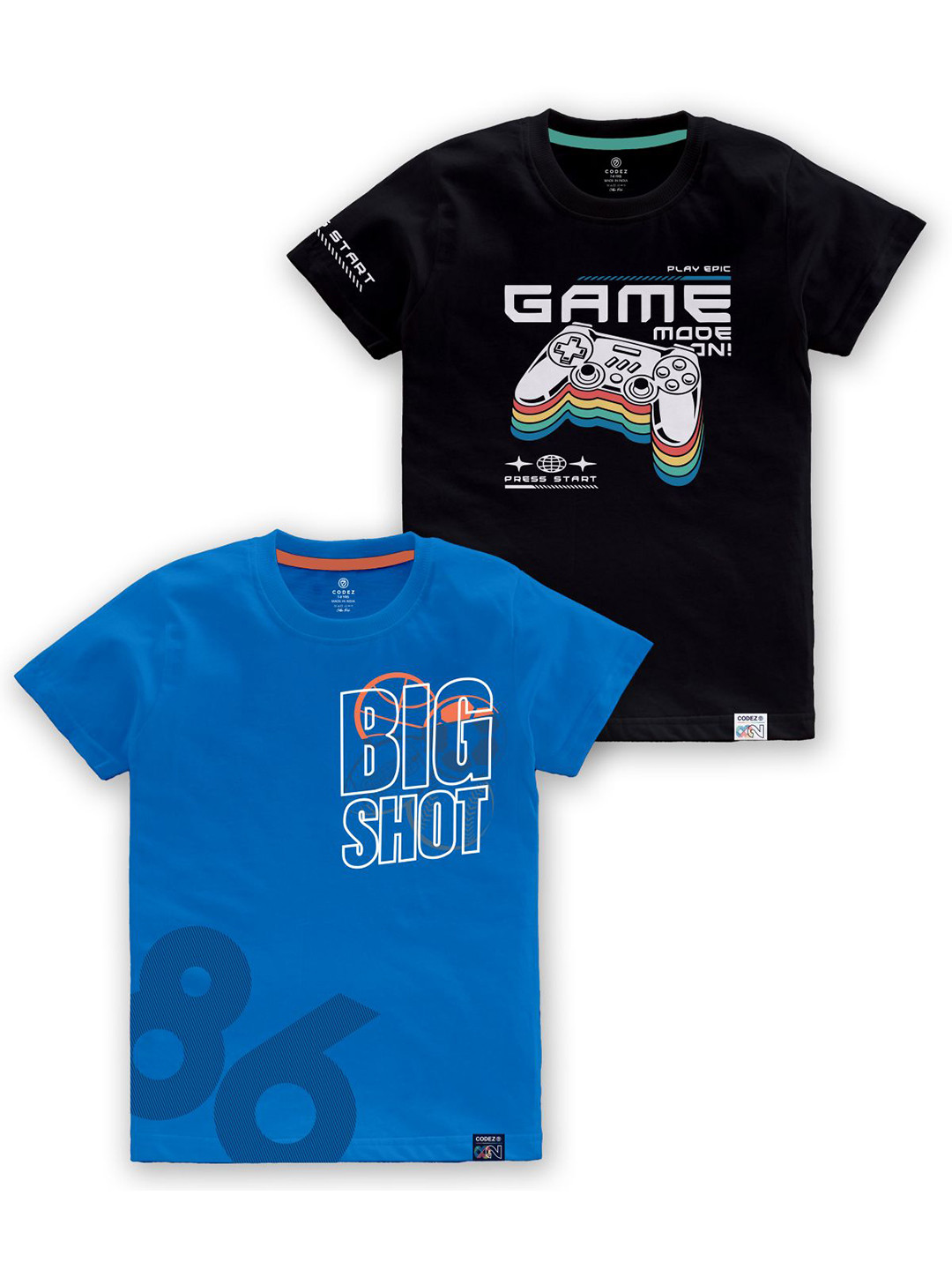 

CODEZ Boys Multicoloured Typography 2 Printed Applique T-shirt, Multi