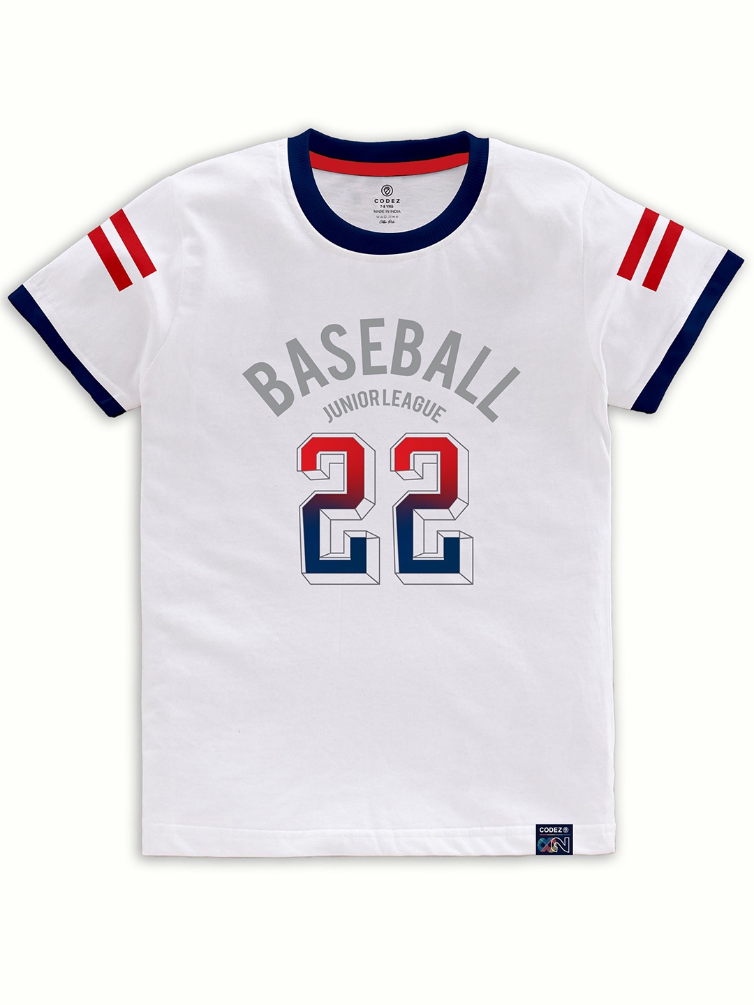 CODEZ Boys White Typography Printed Applique T-shirt