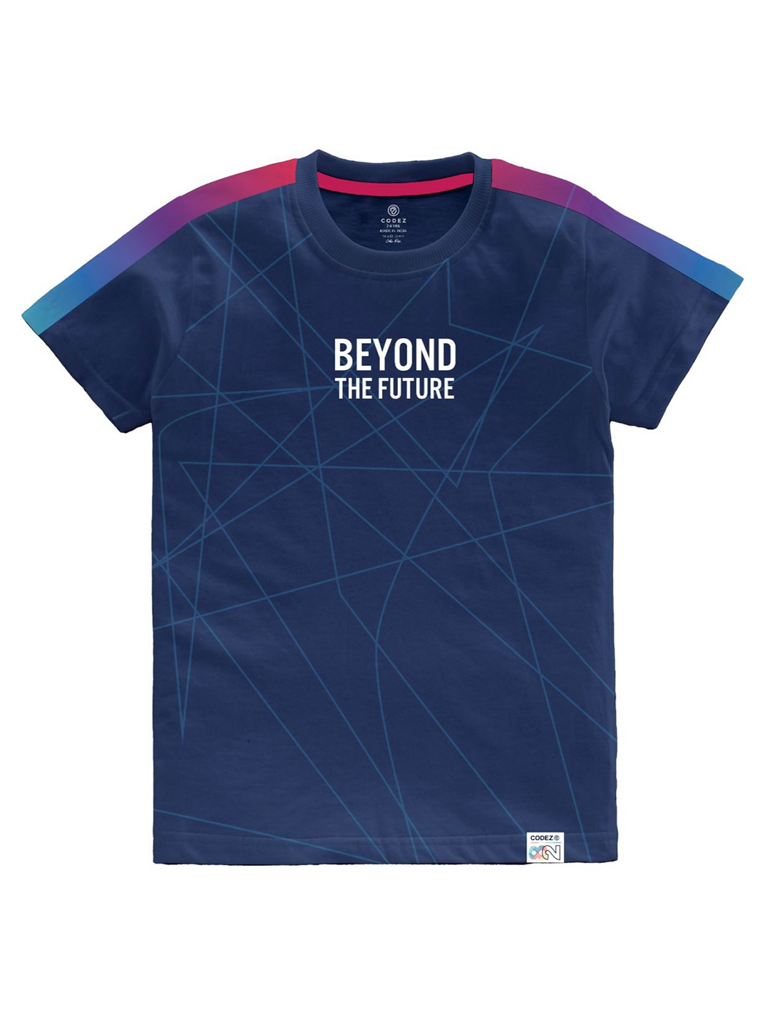 

CODEZ Boys Geometric Printed Cotton T-shirt, Navy blue