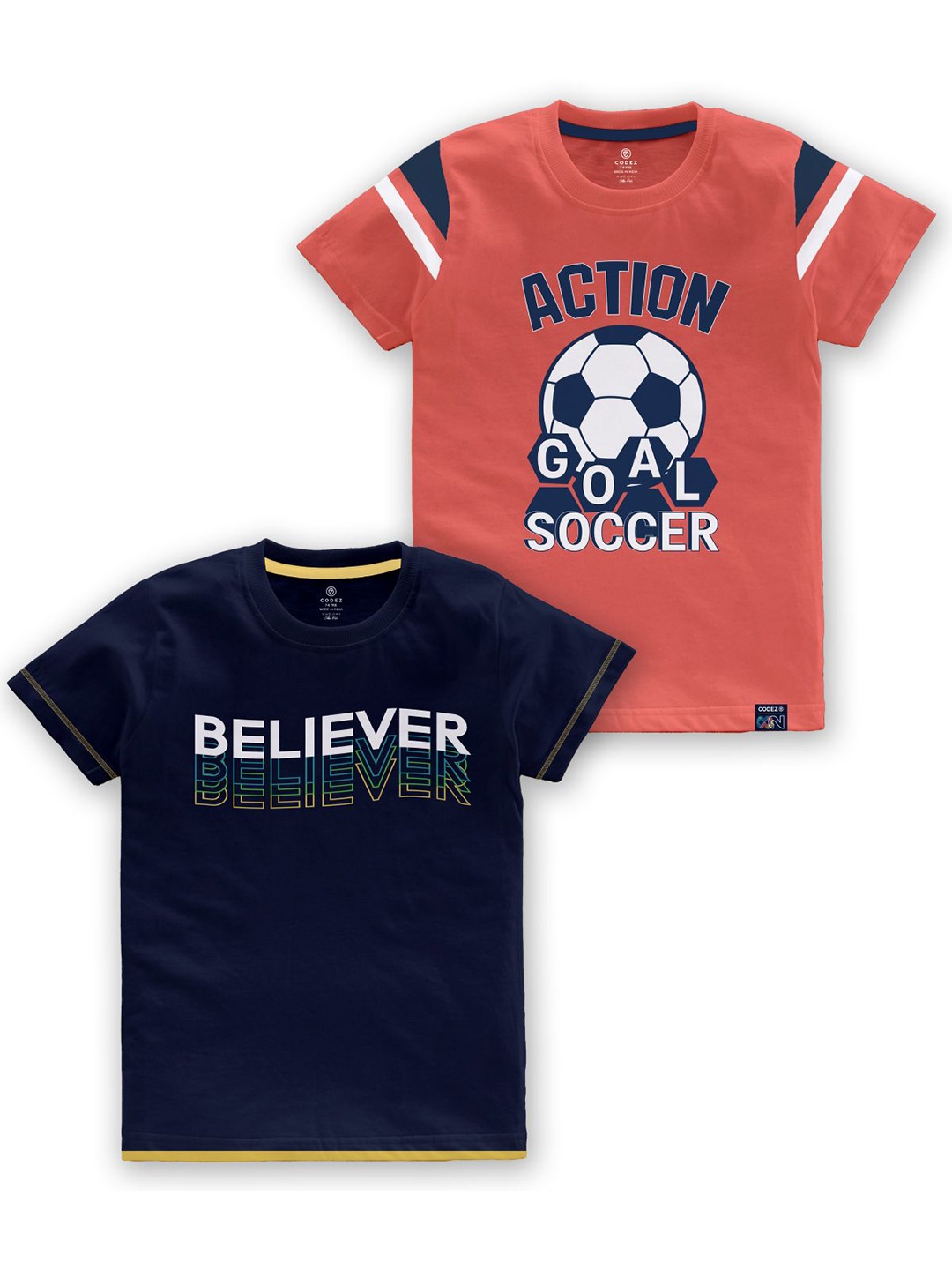 

CODEZ Boys Pack Of 2 Printed Cotton T-shirts, Blue