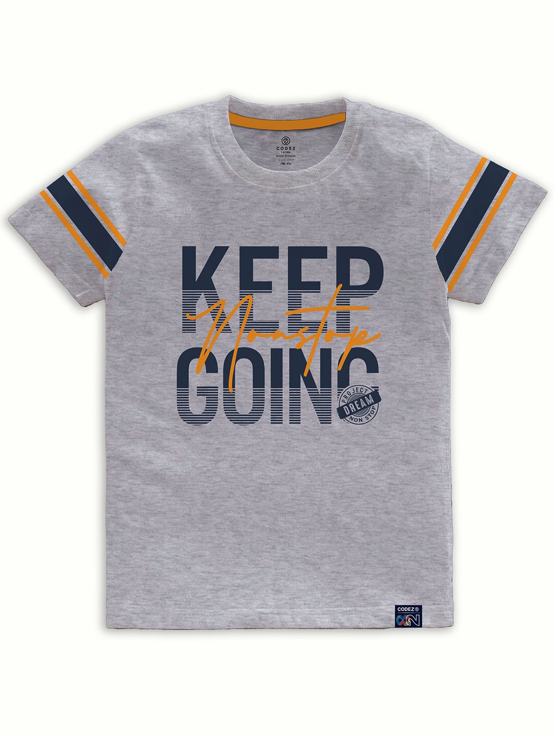 

CODEZ Boys Typography Printed Cotton T-shirt, Grey