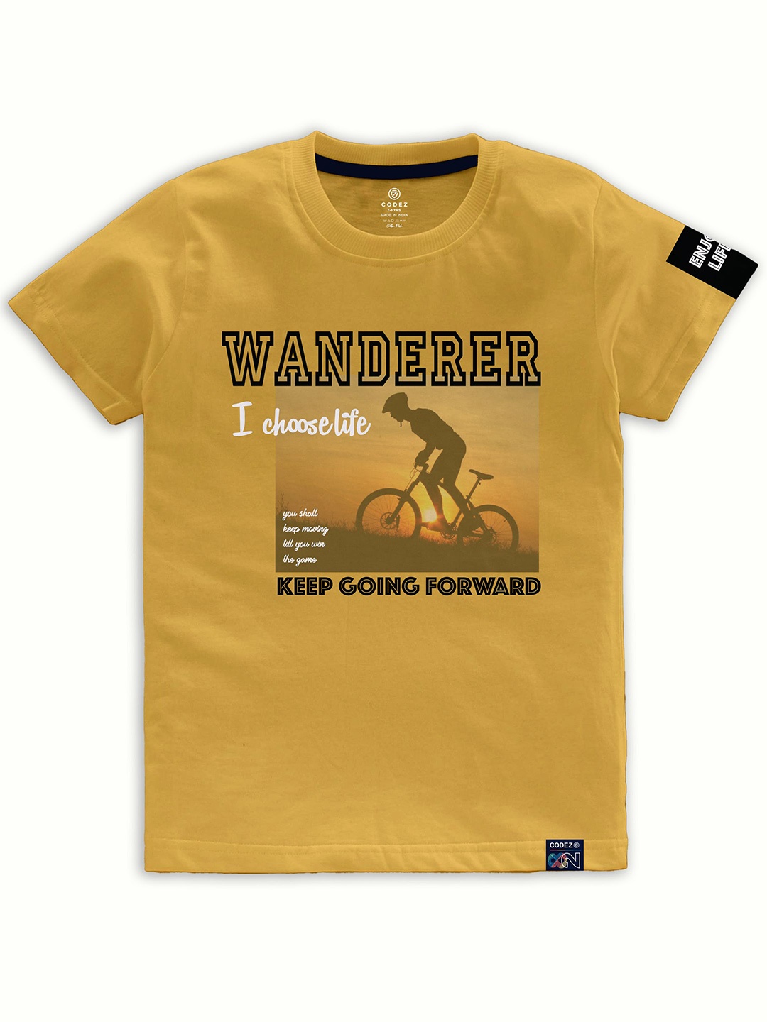 

CODEZ Boys Graphic Printed Cotton T-shirt, Yellow