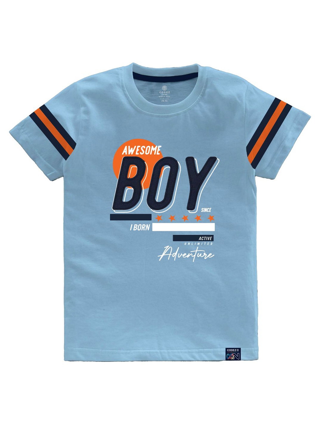 

CODEZ Boys Graphic Printed Short Sleeves Cotton T-shirt, Blue