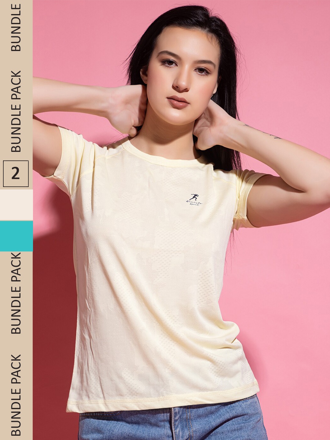 

ARMISTO Pack Of 2 Round Neck Dri-FIT T-Shirt, Yellow