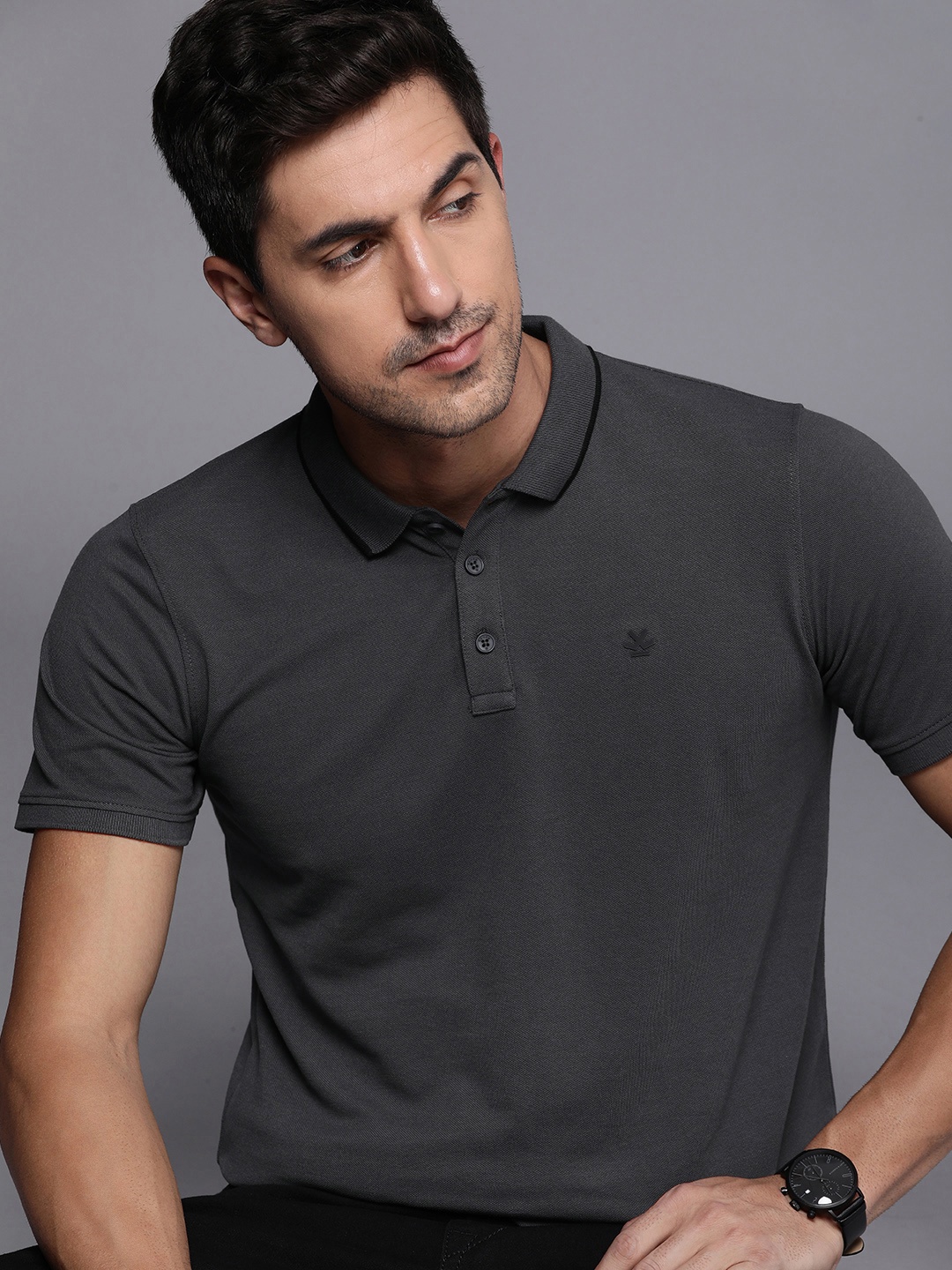 

WROGN Polo Collar Slim Fit T-shirt, Grey