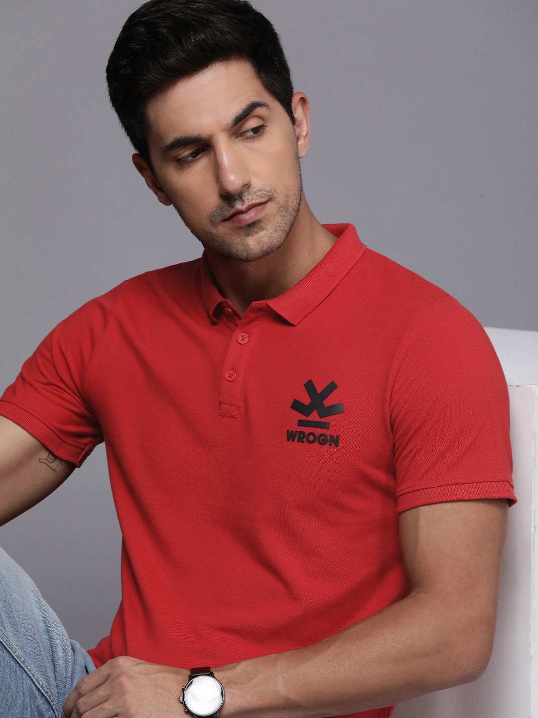 

WROGN Polo Collar Slim Fit T-shirt, Rust