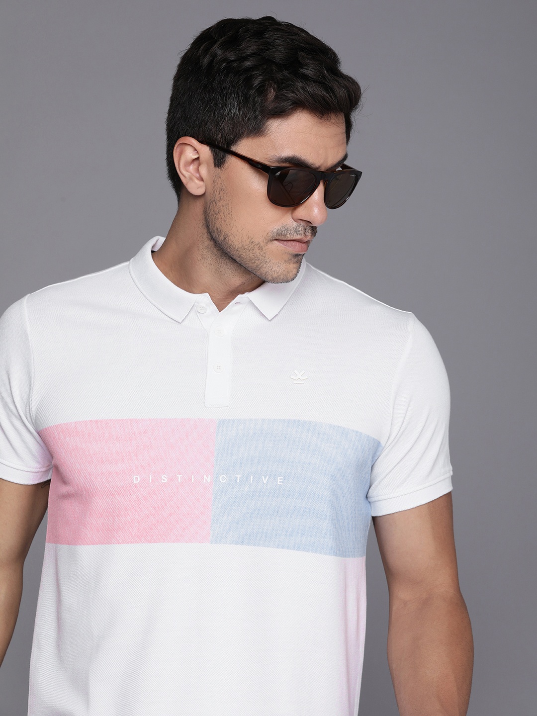

WROGN Colourblocked Polo Collar Slim Fit T-shirt, White