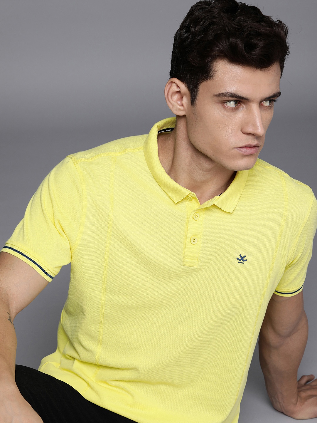 

WROGN Men Polo Collar Slim Fit T-shirt, Yellow