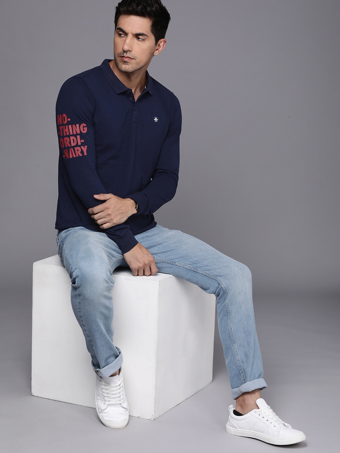 

WROGN Polo Collar Slim Fit T-shirt, Navy blue