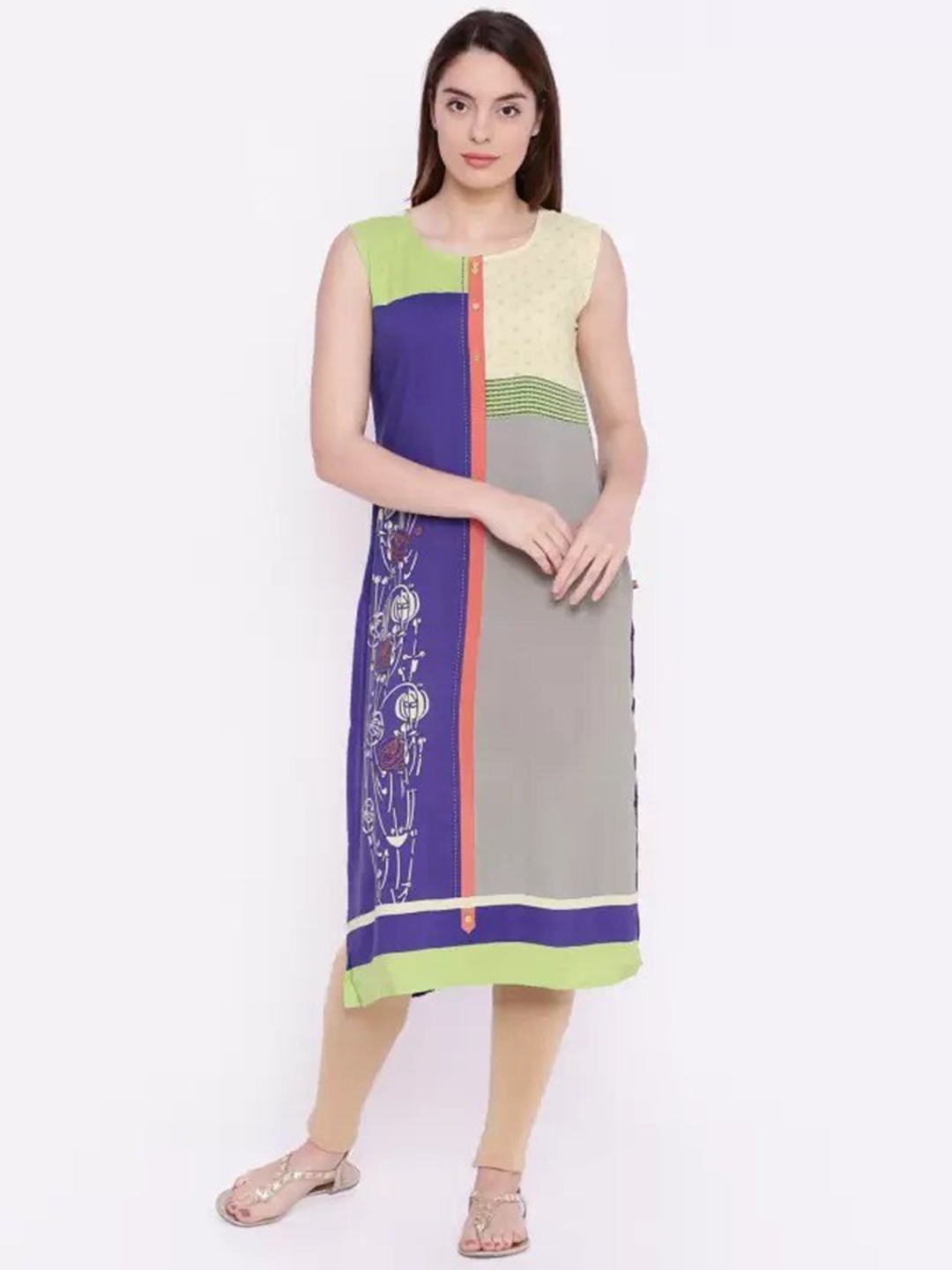 

Span Colourblocked Sleeveless Kurta, Blue