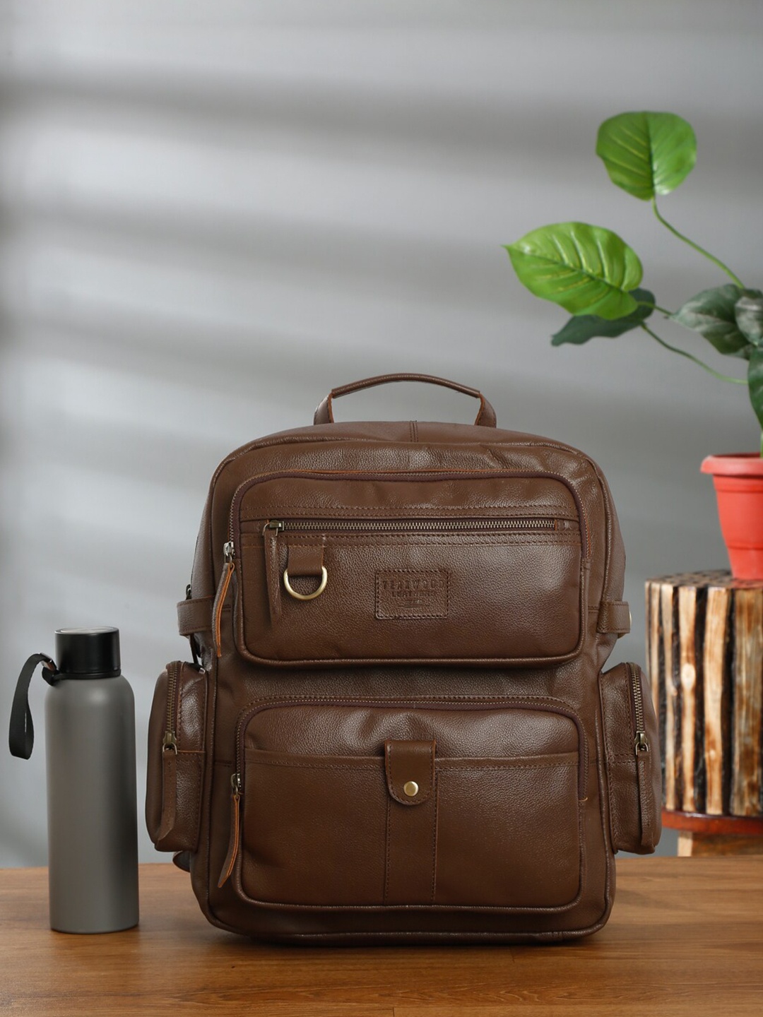 

Teakwood Leathers Unisex Leather Backpack, Brown