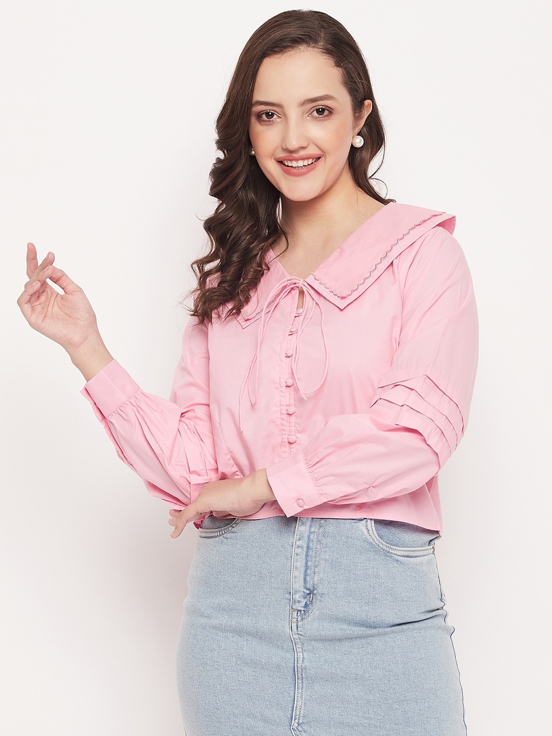 

Madame Women Pink Opaque Casual Shirt