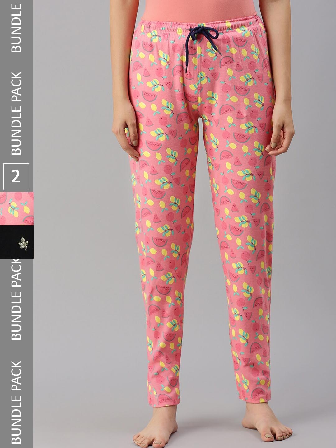 

Kryptic Pack of 2 Printed Cotton Lounge Pants, Pink