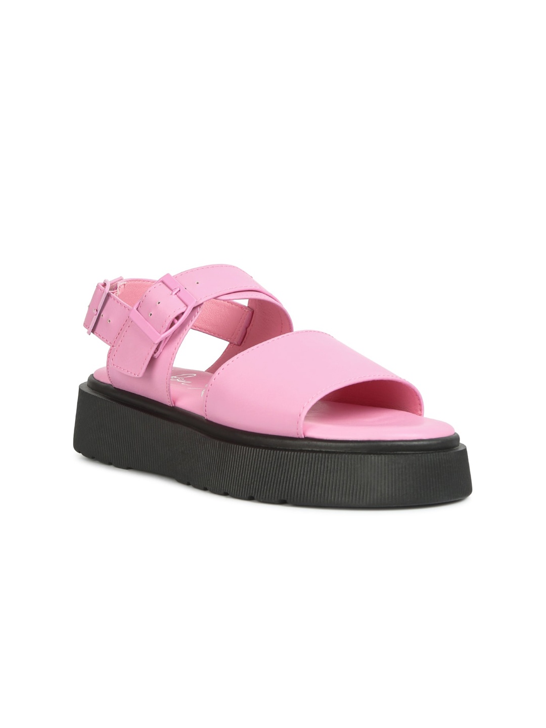

London Rag Open Toe Flatform Heels With Backstrap, Pink