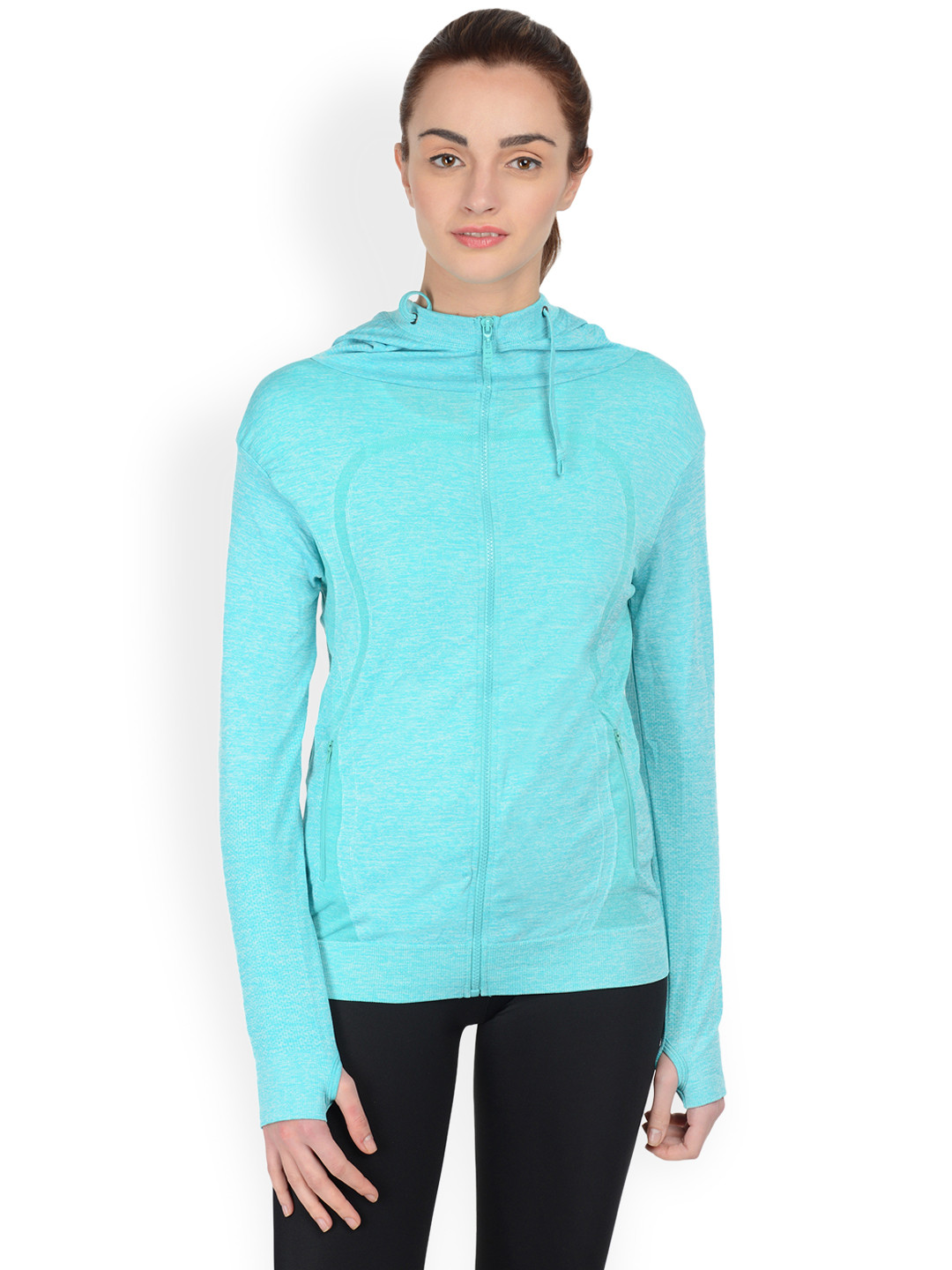 

Da Intimo Women Sea Green Solid Hooded Sweatshirt