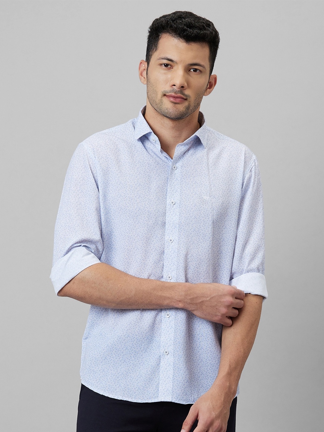 

WHITE HANGER Opaque Printed Cotton Linen Casual Shirt