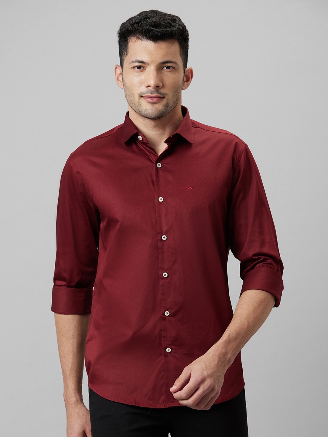 

WHITE HANGER Spread Collar Cotton Linen Casual Shirt, Maroon