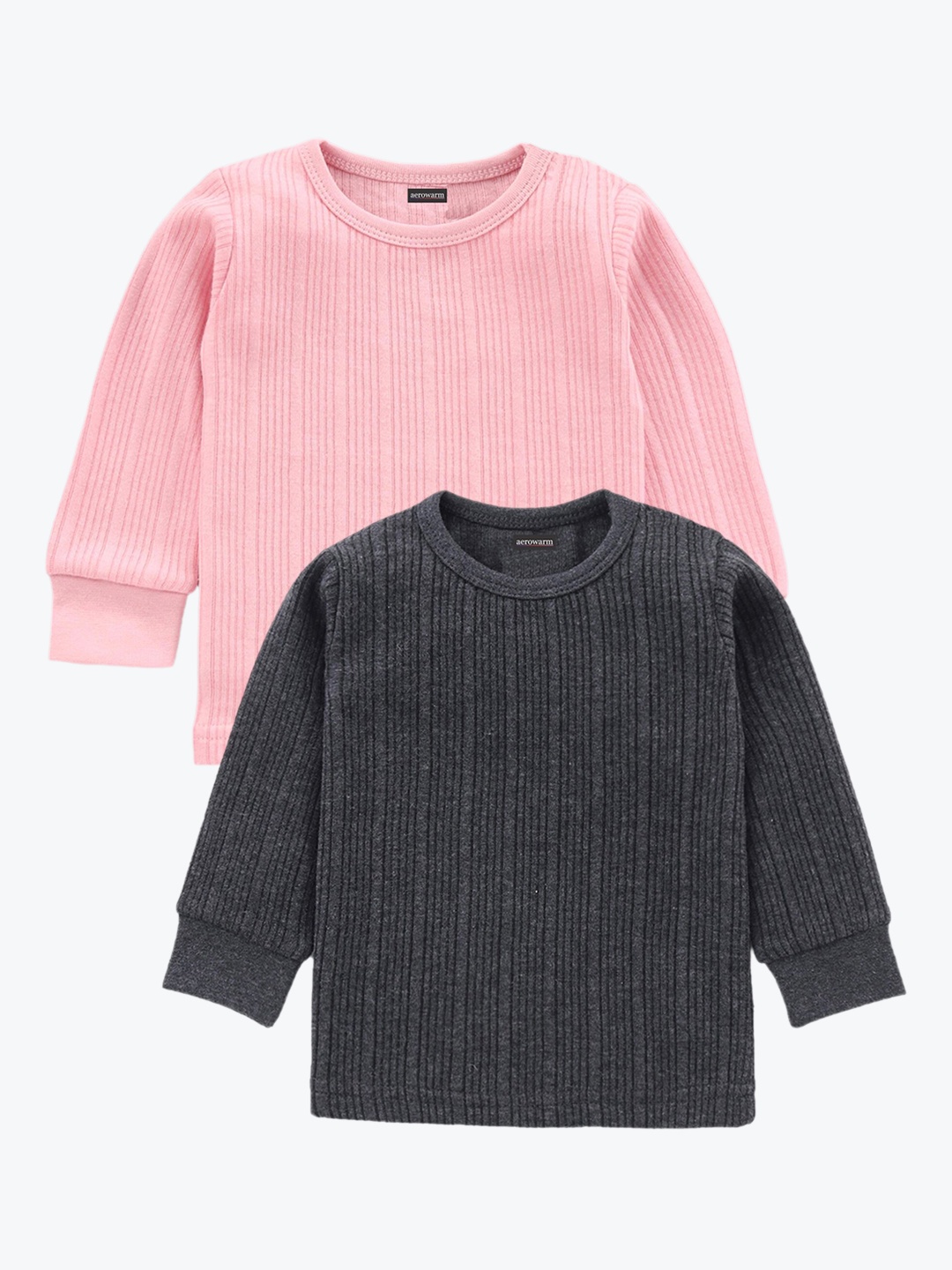 

Aerowarm Kids Pack Of 2 Ribbed Ultra Soft Thermal Tops, Pink