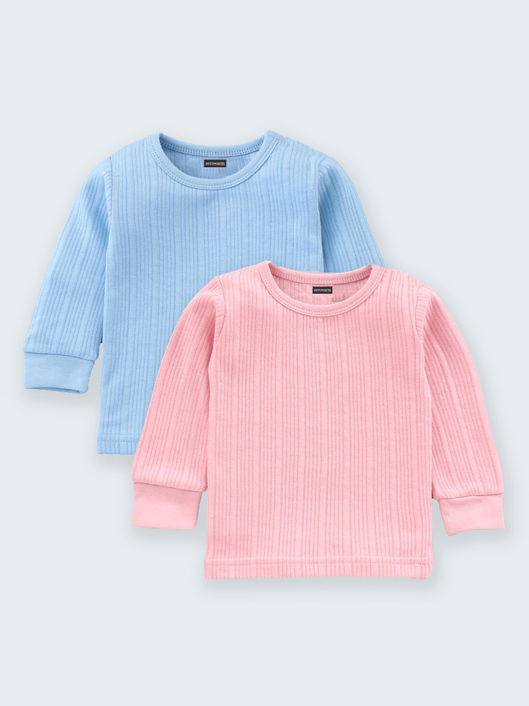

Aerowarm Kids Pack Of 2 Ribbed Ultra Soft Thermal Tops, Turquoise blue