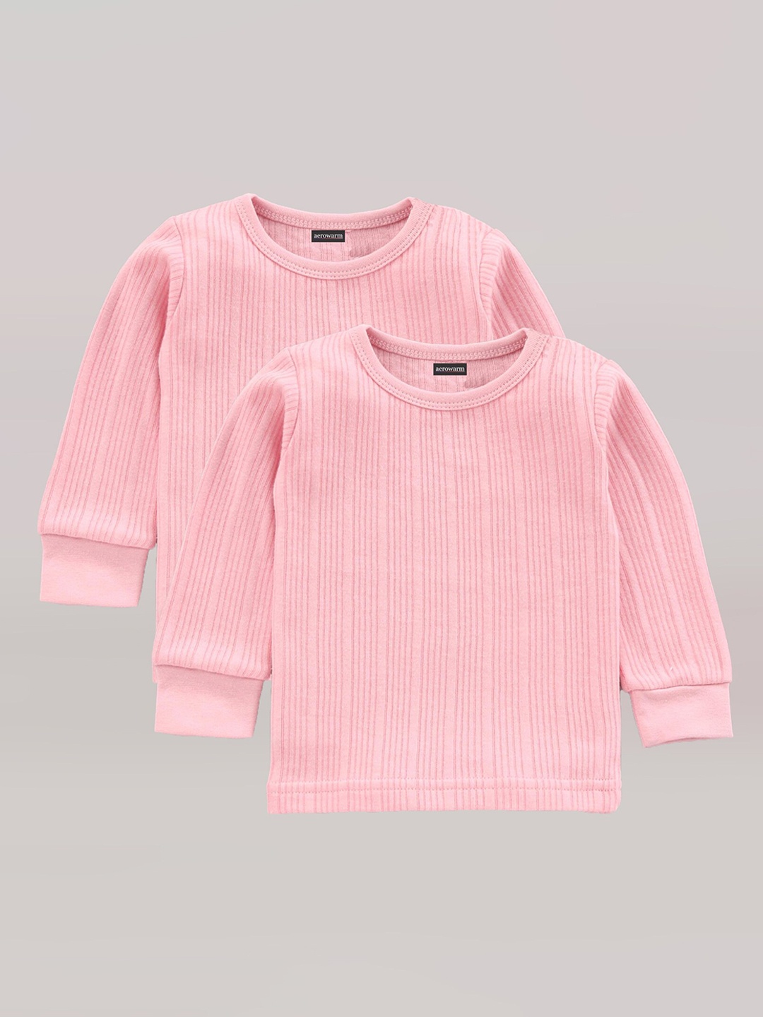 

Aerowarm Kids Pack Of 2 Ribbed Thermal Tops, Pink