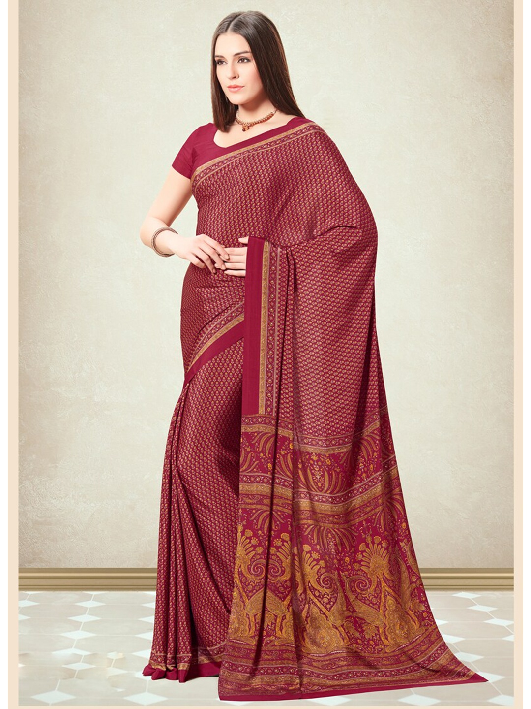 

DIVASTRI Floral Printed Pure Silk Saree, Red