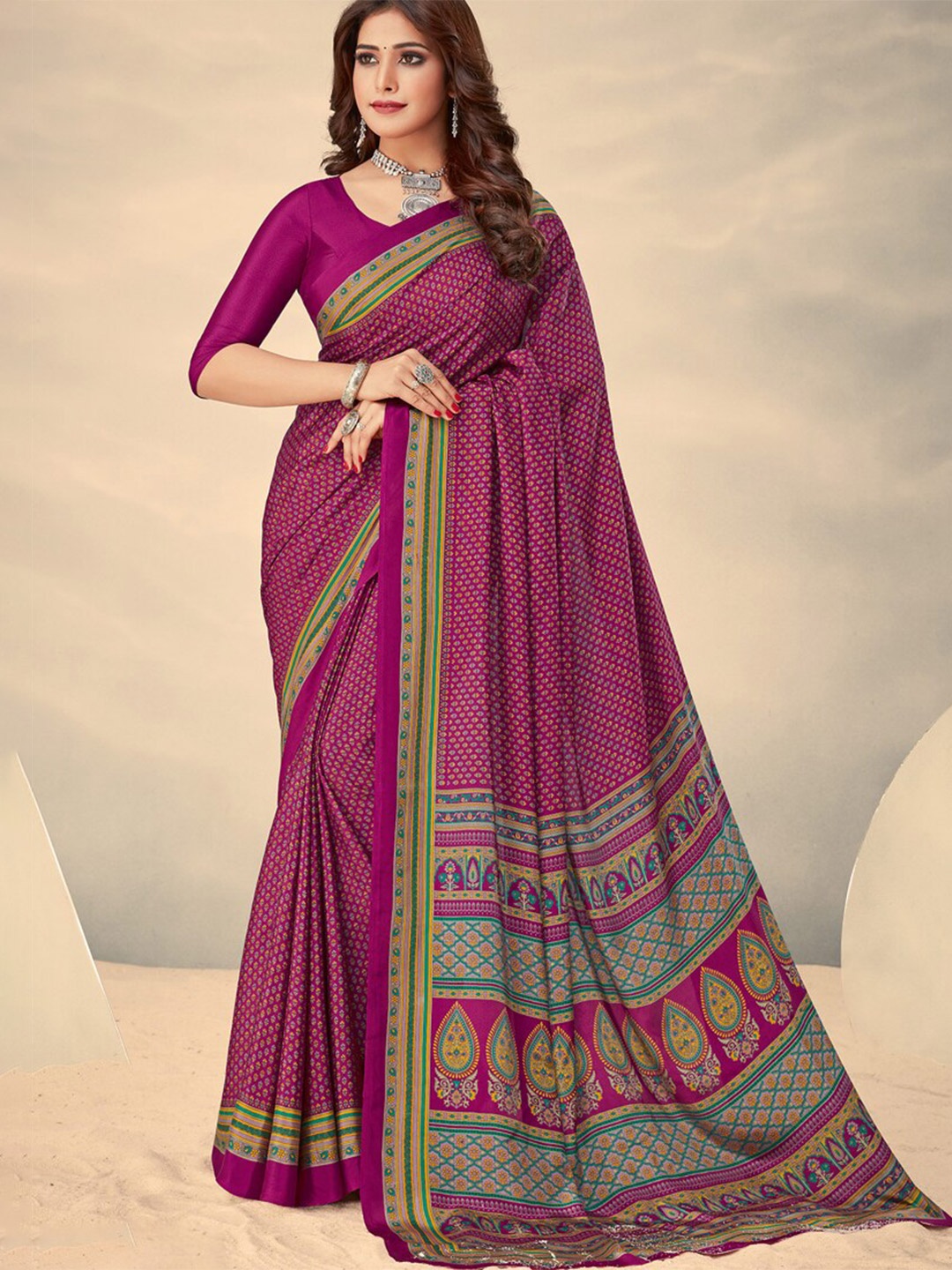 

DIVASTRI Floral Printed Pure Silk Saree, Purple