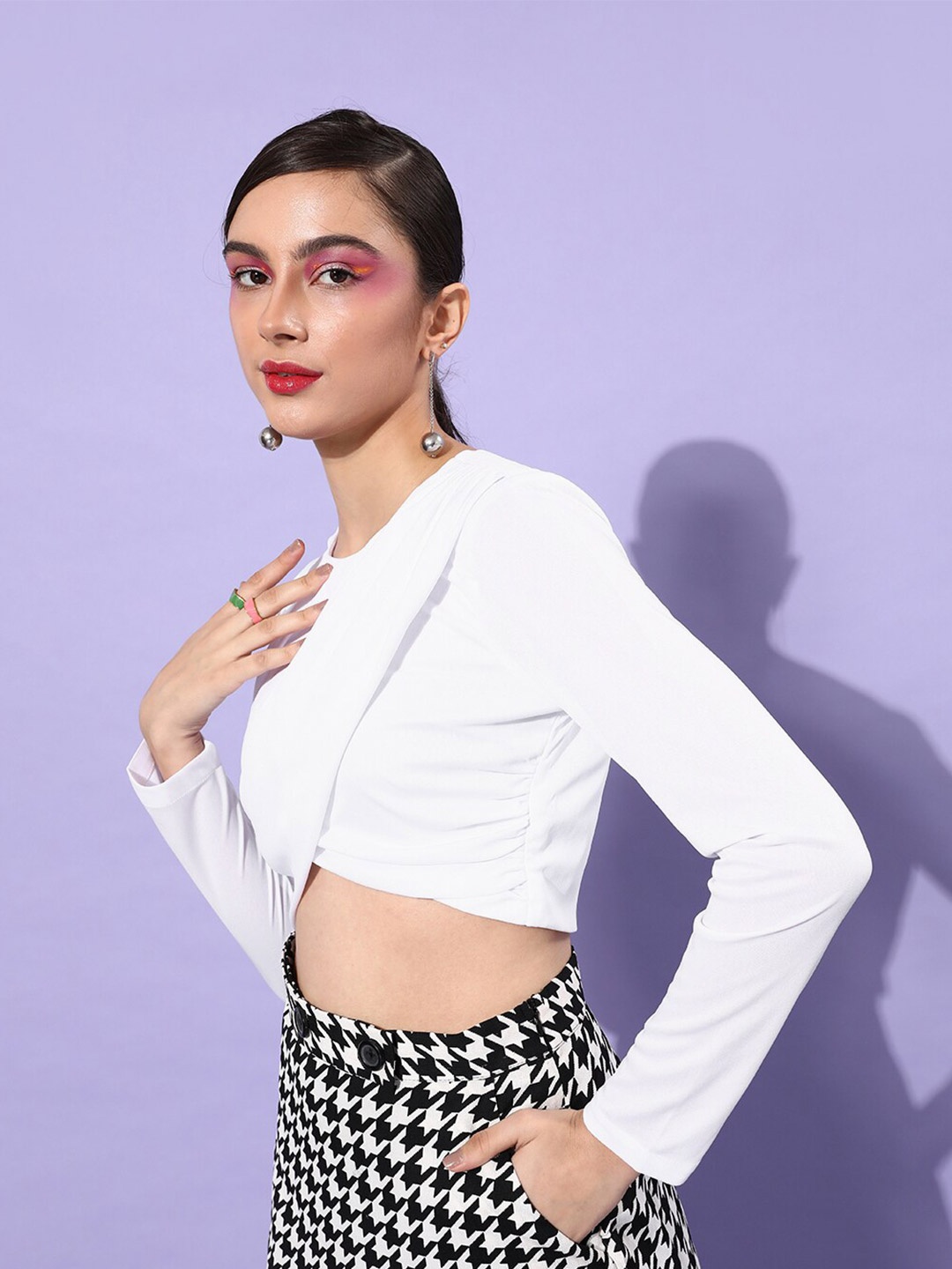 

Zastraa Crepe Gathered Crop Top, White