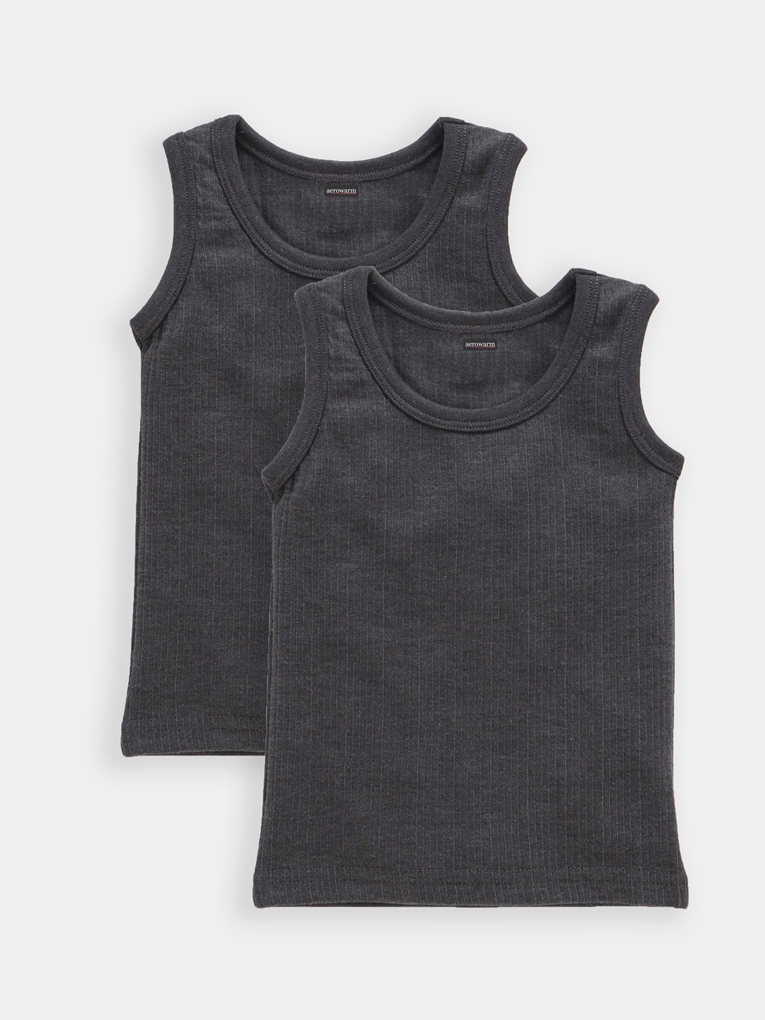 

Aerowarm Kids Pack Of 2 Ribbed Ultra Soft Thermal Tops, Charcoal