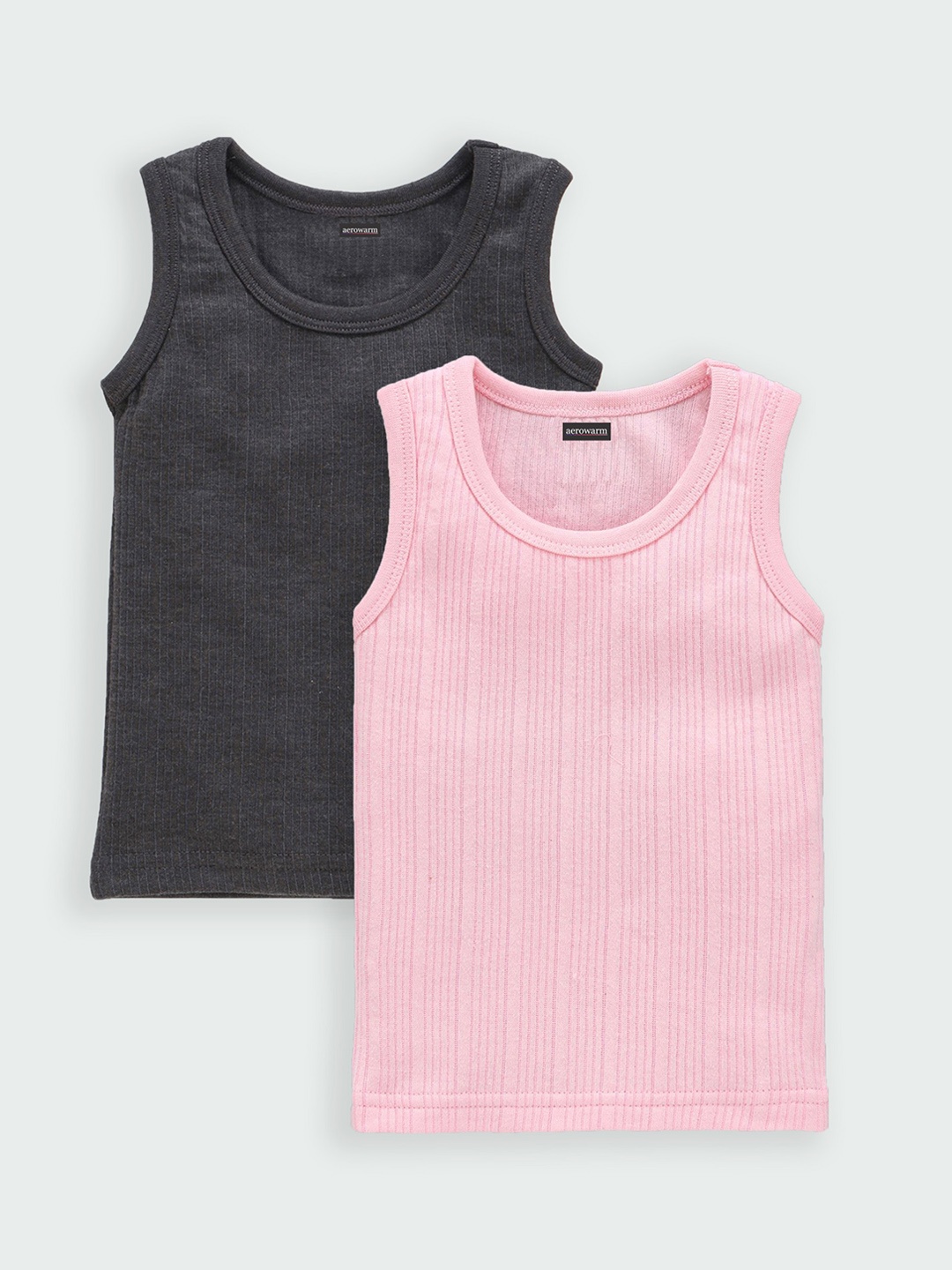 

Aerowarm Kids Pack Of 2 Ribbed Ultra Soft Thermal Tops, Pink