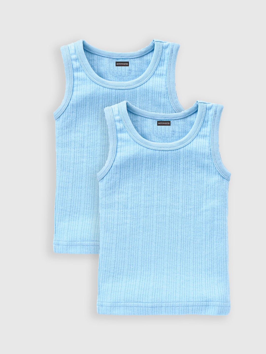 

Aerowarm Kids Pack Of 2 Ribbed Ultra Soft Thermal Tops, Blue