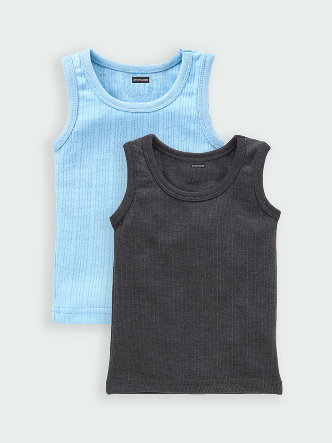 

Aerowarm Kids Pack Of 2 Ribbed Ultra Soft Thermal Tops, Blue