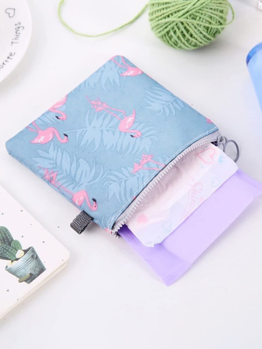 

HOUSE OF QUIRK Women Printed Sanitary Napkin Storage Bag, Blue