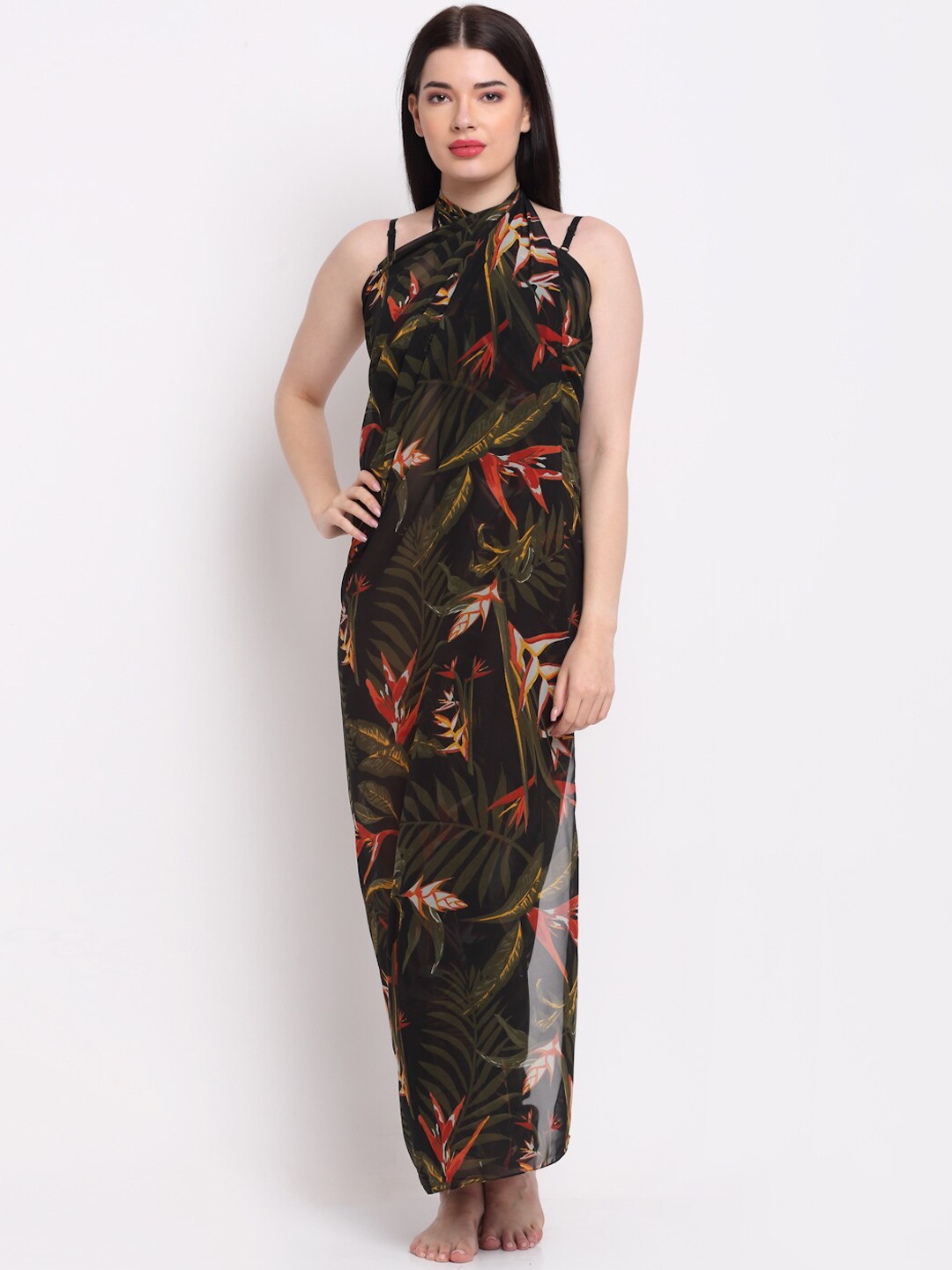 

EROTISSCH Black & Red Tropical Printed Sarong