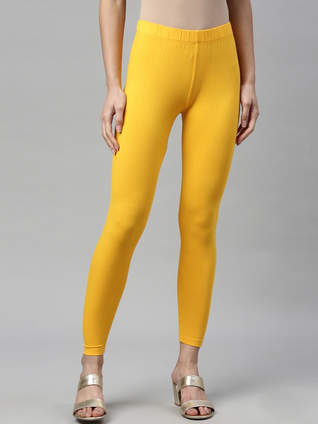 

TWIN BIRDS Women Solid Super Stretch Viscose Ankle Length Leggings, Yellow
