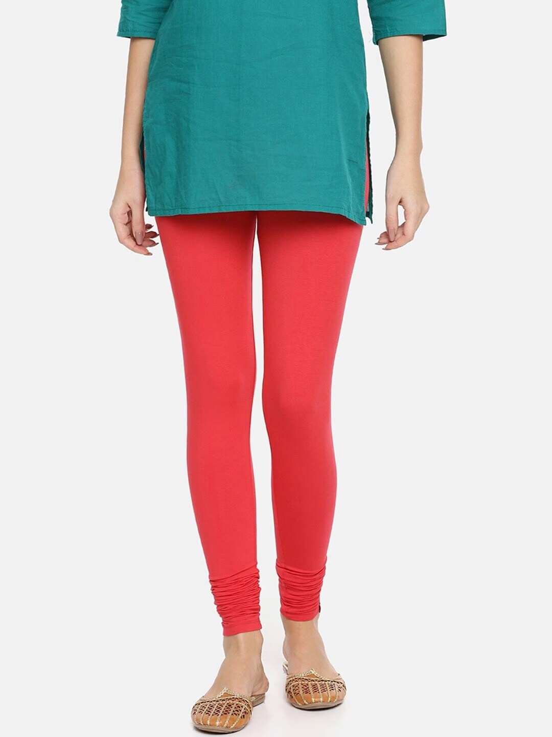 

TWIN BIRDS Churidar-Length Leggings, Red