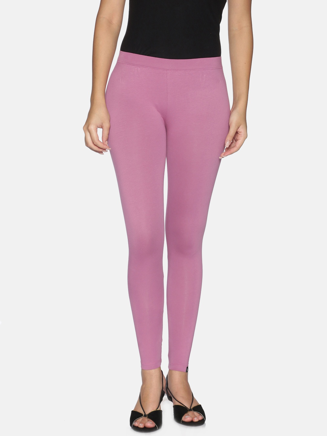 

TWIN BIRDS Women Solid Super Stretch Cotton Ankle Length Leggings, Pink