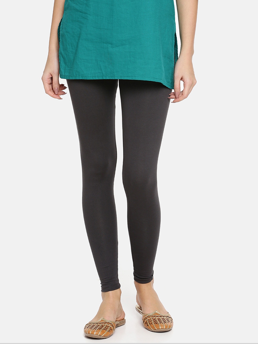 

TWIN BIRDS Women Solid Super Stretch Cotton Ankle Length Leggings, Charcoal