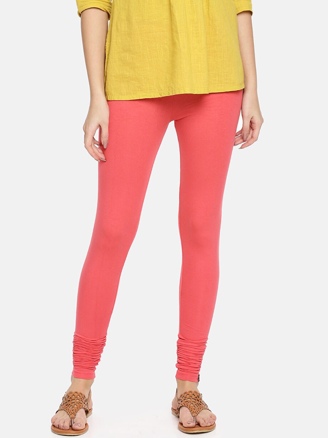 

TWIN BIRDS Women Churidar-Length Ethnic Leggings, Coral