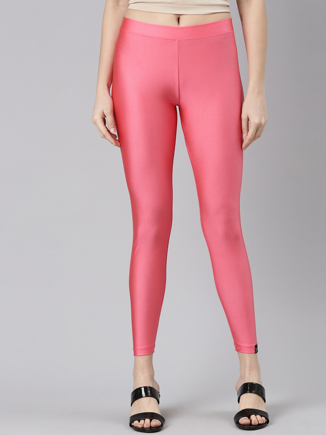 

TWIN BIRDS Nylon Ankle-Length Shimmer Leggings, Pink