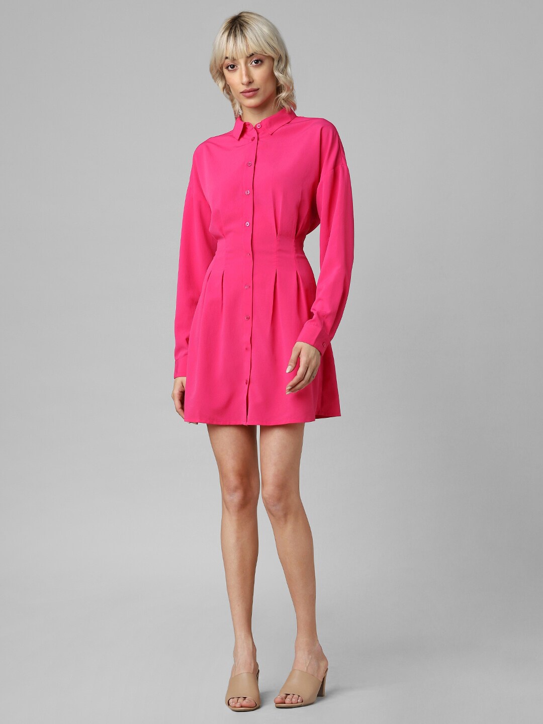 

ONLY Solid Mini Shirt Dress, Pink