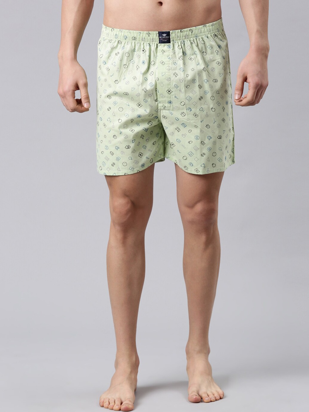 

Metronaut Men Printed Pure Cotton Boxers, Green