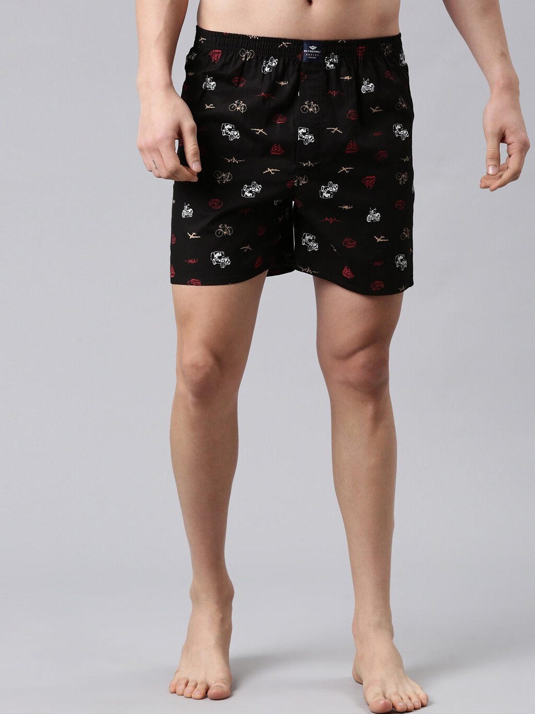 

Metronaut Men Printed Pure Cotton Boxers, Black