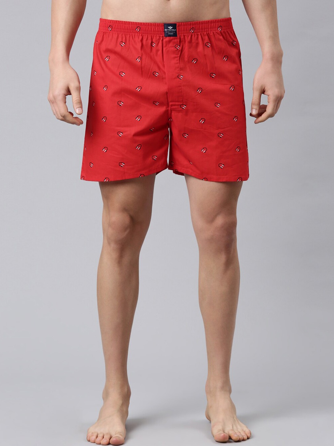 

Metronaut Men Printed Pure Cotton Boxers, Red