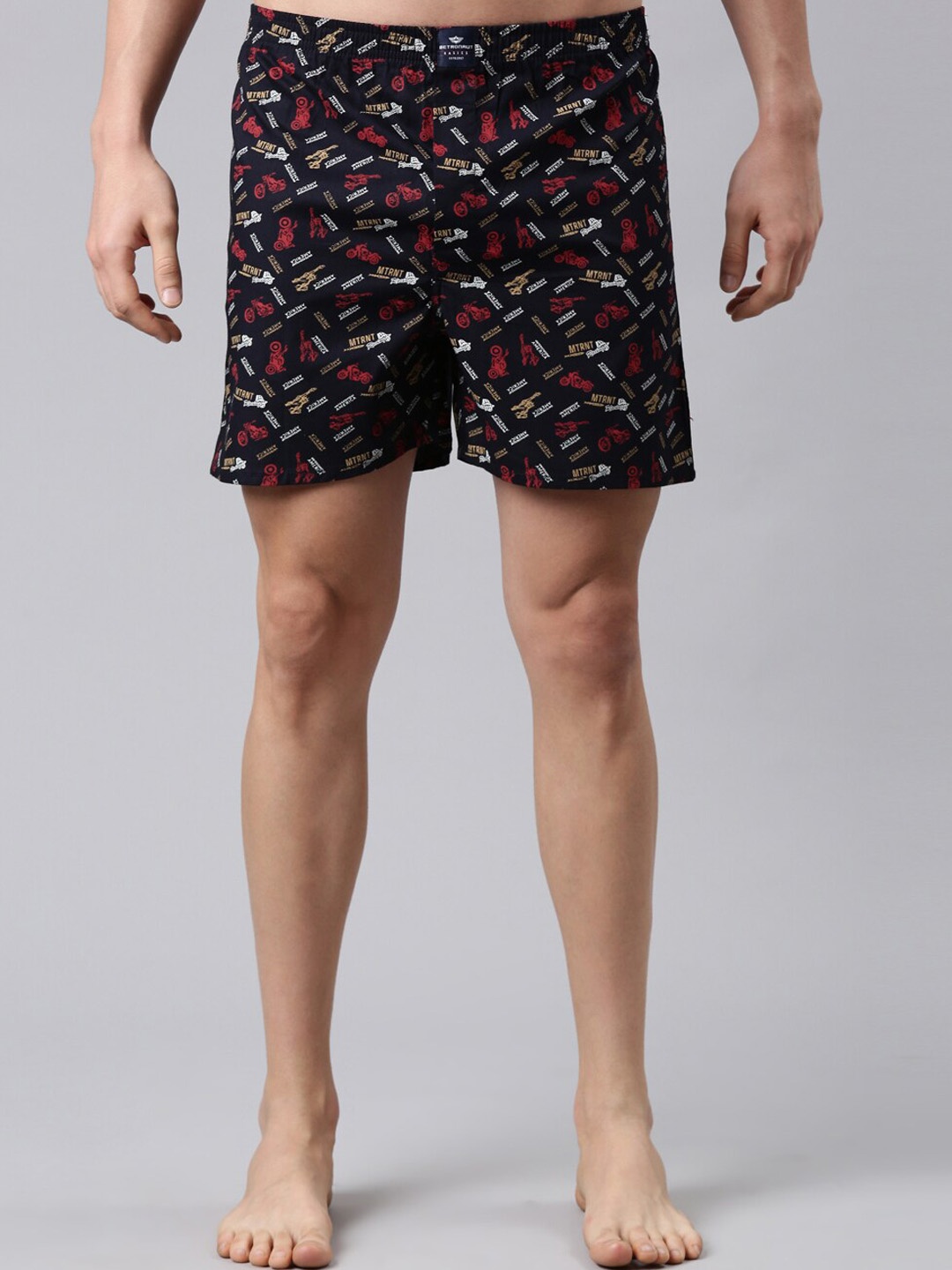 

Metronaut Men Printed Pure Cotton Boxers, Navy blue