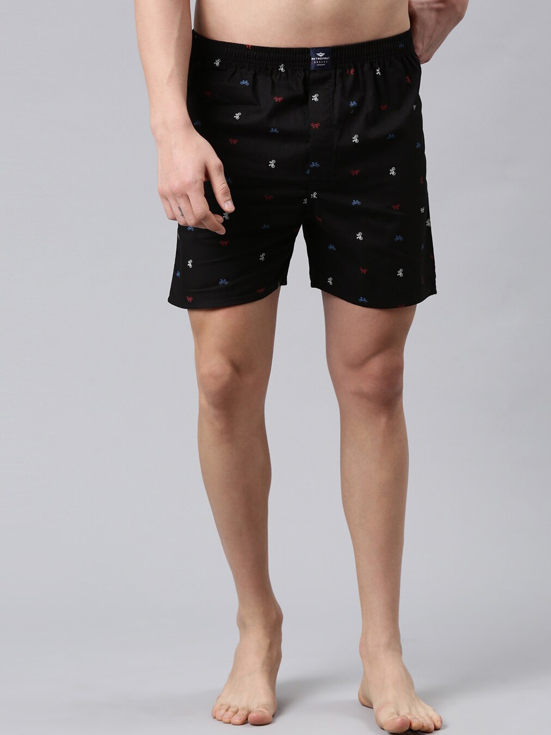 

Metronaut Men Printed Pure Cotton Boxers, Black