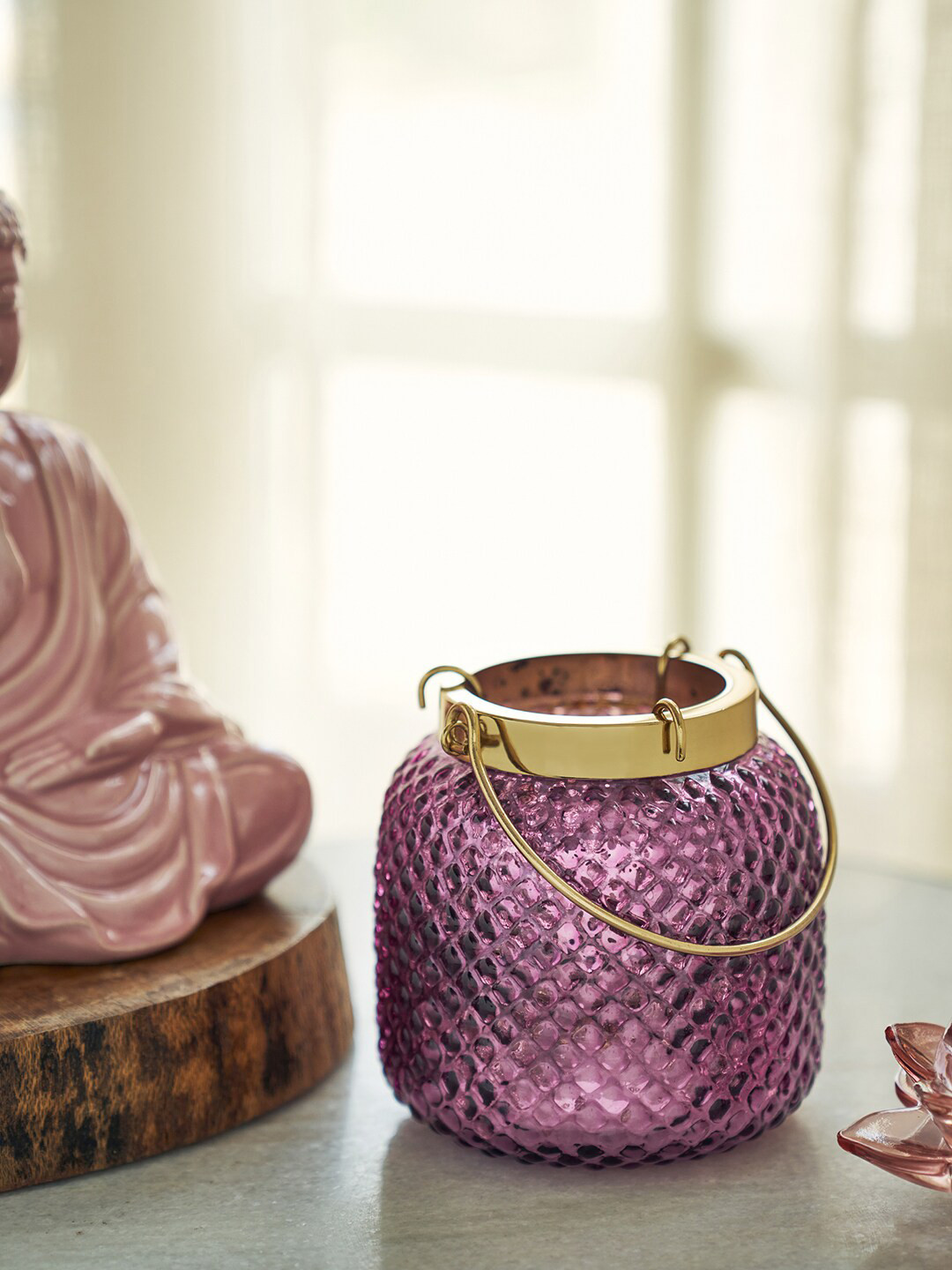 

Pure Home and Living Pink Textured Tea Light Candle Holder